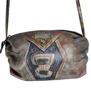 Jane Yoo Hand Painted Handpainted Crossbody Purse Handbag Abstract Signed